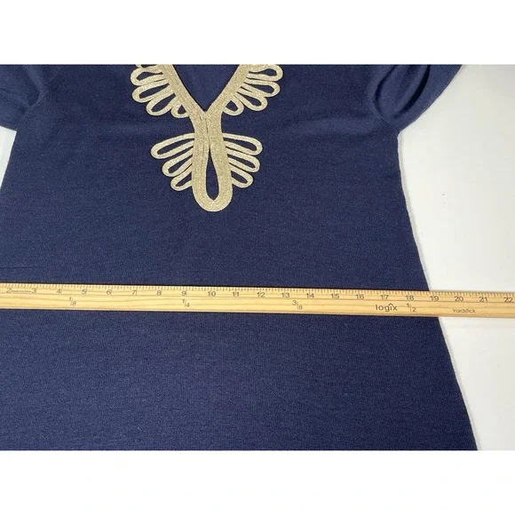 Lilly Pulitzer Devlin Sweater Shift‎ Dress Navy Blue Merino Wool Sz L - Picture 9 of 11